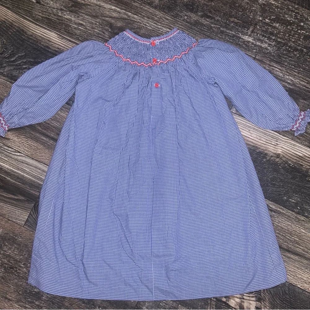 Vintage Orient Expressed Smocked Raggedy Ann Dress Blue Gingham Red Size 4